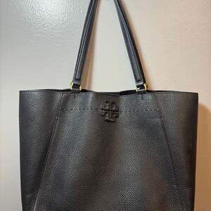 Tory Burch Black Pebbled Leather Tote